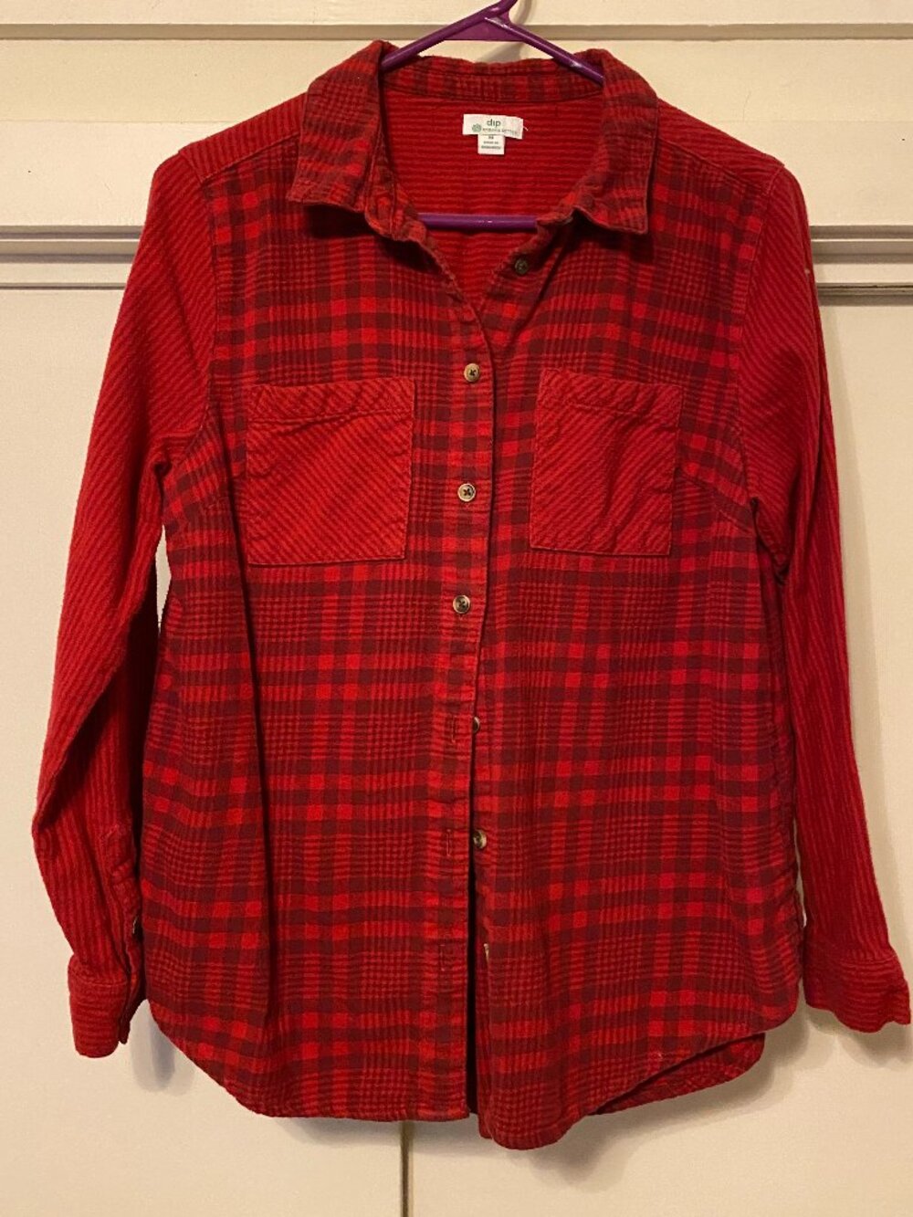 Dip, red & slightly black, multi size button-down flannel shirt, size M